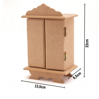 Oratório Colonial c/ Porta p/ Imagem Santo de até 14cm MDF cru