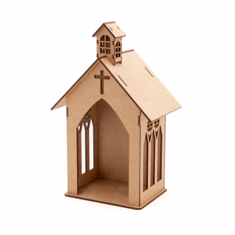 Oratório Capela Igreja M p/ Imagem Santo de até 15cm MDF cru