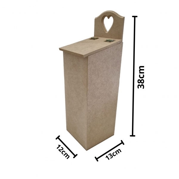 Puxa Saco Coração Tampa Basculante Furo em Baixo MDF Cru