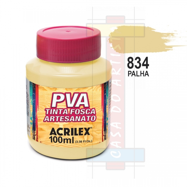Tinta PVA Fosca Para Artesanato 100ml Acrilex - 834 Palha