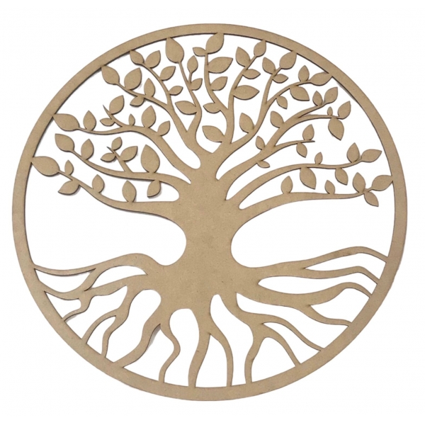 Mandalas Decorativas para Parede 38cm em MDF Cru - Árvore da Vida