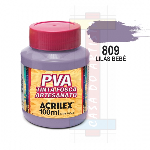 Tinta PVA Fosca Para Artesanato 100ml Acrilex - 809 Lilás Bebê