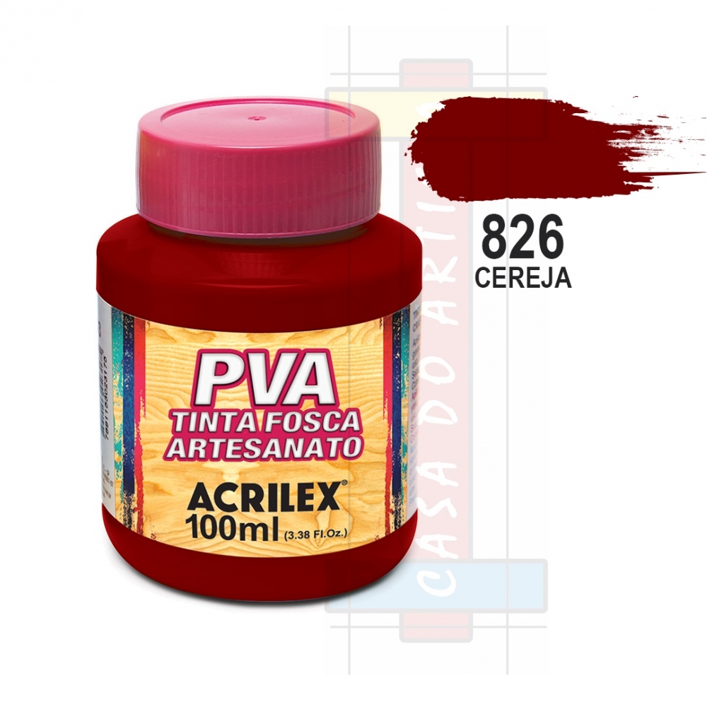 Tinta PVA Fosca Para Artesanato 100ml Acrilex - 826 Cereja