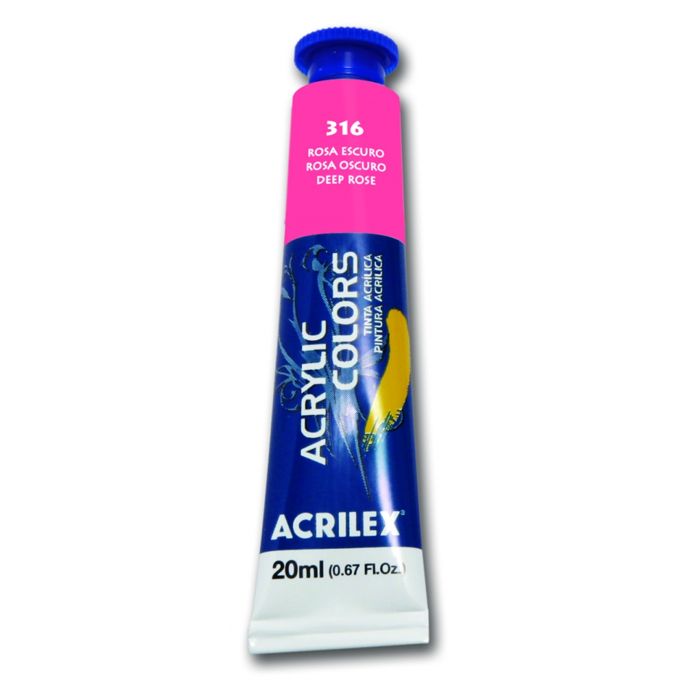 Tinta Acrílica para Pintura em Tela 20ml Acrilex - Escolha as Cores - Rosa Escuro 316
