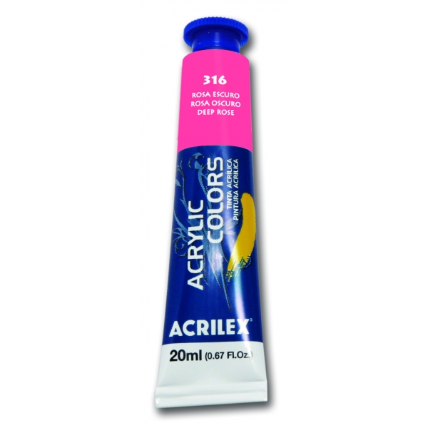 Tinta Acrílica para Pintura em Tela 20ml Acrilex - Escolha as Cores - Rosa Escuro 316