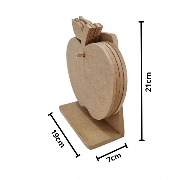Descanso de Panelas Recorte de Maçã c/ 4 suportes MDF Cru