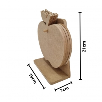 Descanso de Panelas Recorte de Maçã c/ 4 suportes MDF Cru