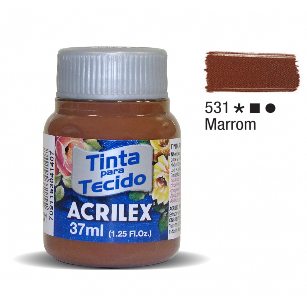 Tinta para Tecido Fosca 37ml Acrilex - 531 Marrom