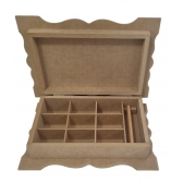 Caixa Porta Jóias Biju 9 Divisórias, Porta Anel Yara MDF cru