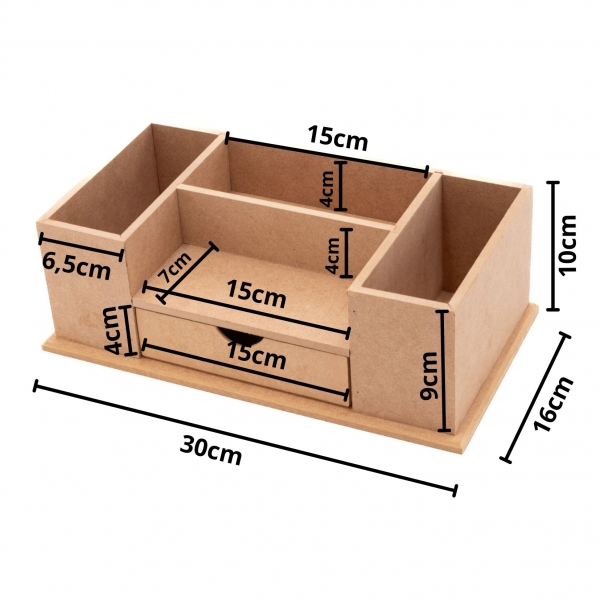 Organizador de Mesa c/ Gaveta Escritório Documentos MDF cru