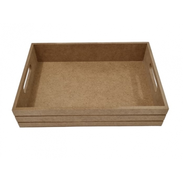 Bandeja Riscada P 14x22cm Cozinha Café Festa MDF cru