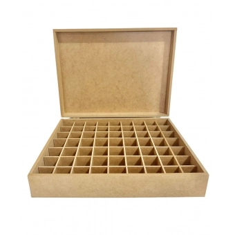Caixa p Óleos Essencias 5ml e 15ml c 63 divisórias MDF Cru