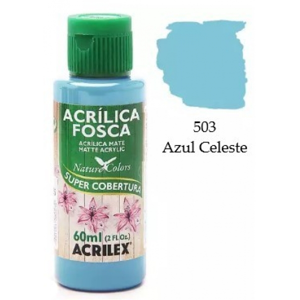 Tinta Acrílica Fosca Nature Colors 60ml Acrilex Artesanato - 503 Azul Celeste