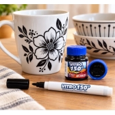 Kit 1 Caneta Marcador Vitro 150º + 1 Tinta Vitro 150º  37ml - Acrilex - Cor Preta