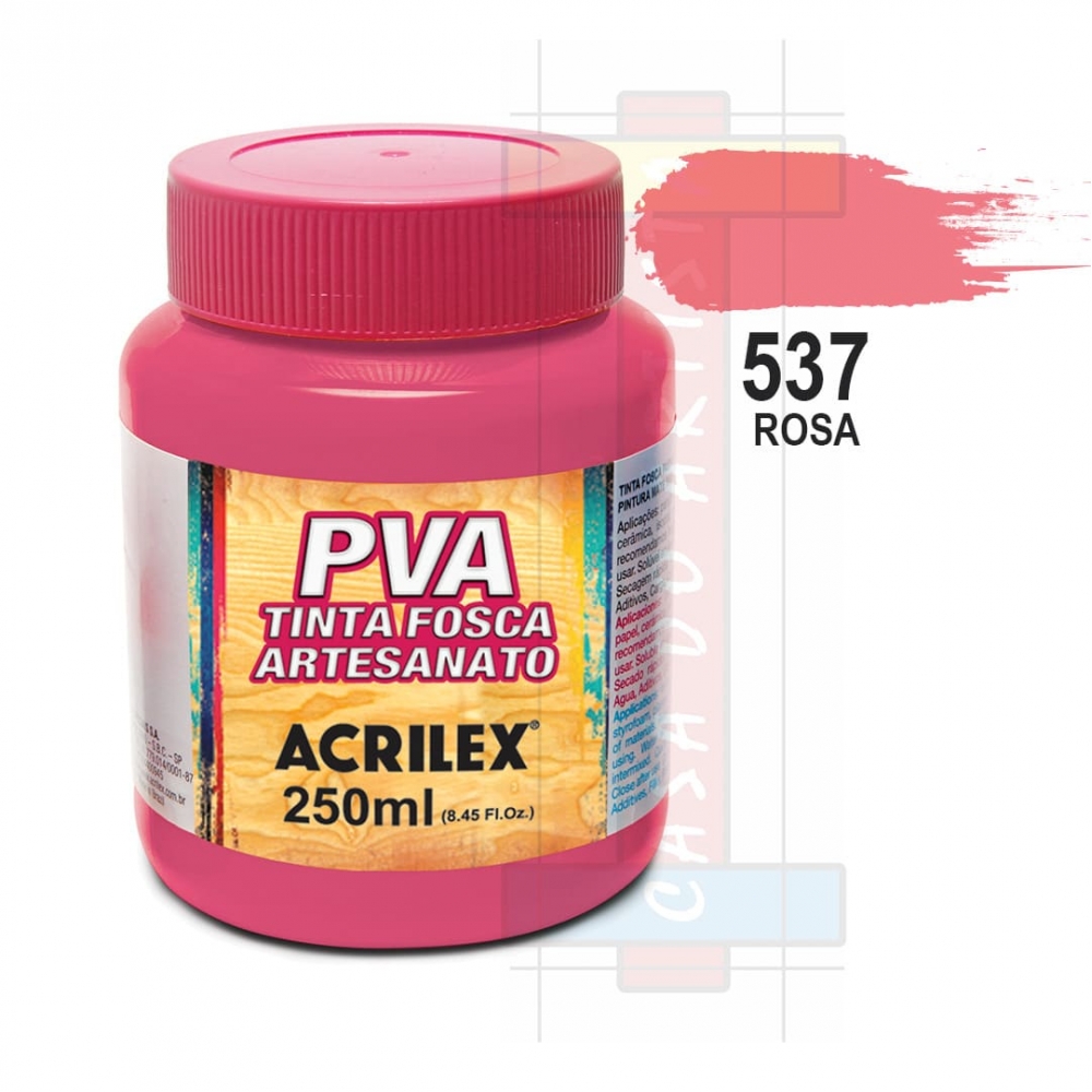 Tinta PVA Fosca Para Artesanato 250ml Acrilex - 537 Rosa