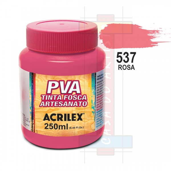 Tinta PVA Fosca Para Artesanato 250ml Acrilex - 537 Rosa