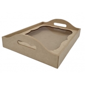 Bandeja Retangular 3D c/ Vidro 27x36cm Café Convite MDF cru