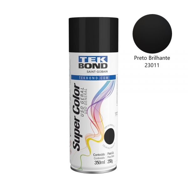 Tinta Spray TekBond Brilhante/Fosca 350ml Artesanato - Preto Brilhante 23011