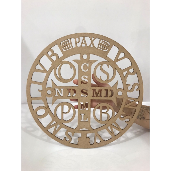 Mandalas Decorativas para Parede 38cm em MDF Cru - Medalha de São Bento