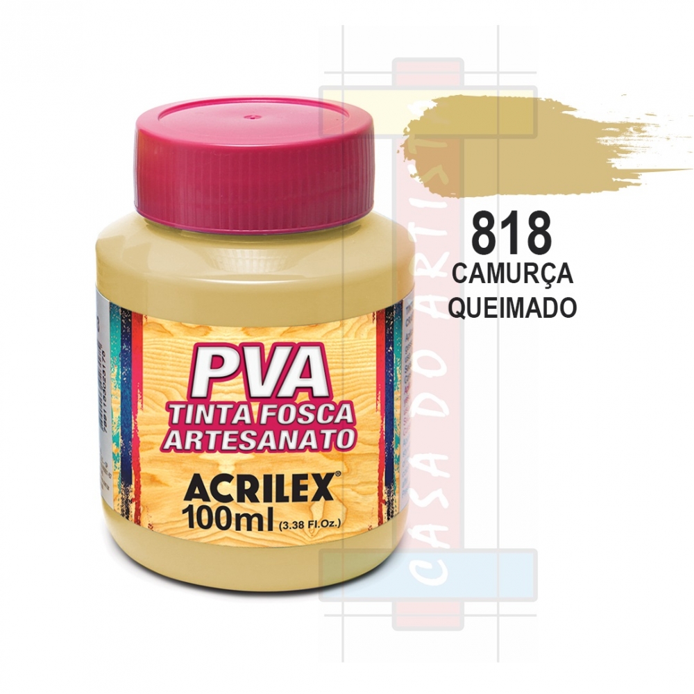 Tinta PVA Fosca Para Artesanato 100ml Acrilex - 818 Camurça Queimada