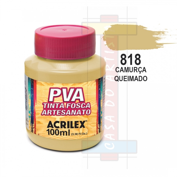 Tinta PVA Fosca Para Artesanato 100ml Acrilex - 818 Camurça Queimada