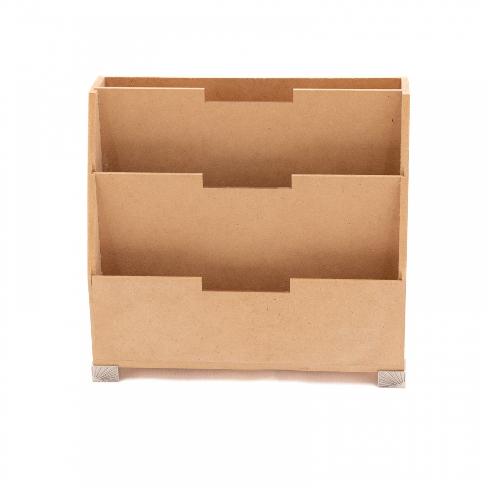 Porta Cartas Correspondência Triplo Mesa Pés Metal MDF cru