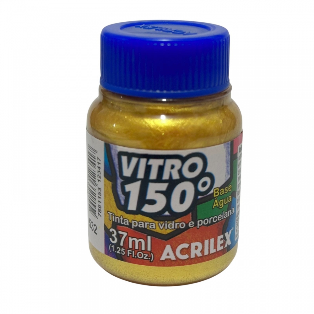 Tinta Vitro 150 - 37ml Acrilex Vidro Porcelana Cerâmica - Escolha a Cor - Ouro/Dourado