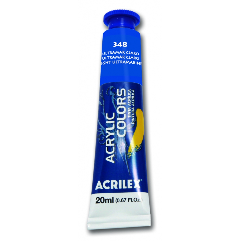 Tinta Acrílica para Pintura em Tela 20ml Acrilex - Escolha as Cores - Azul Ultramar Claro 348