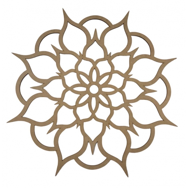 Mandalas Decorativas para Parede 38cm em MDF Cru - Flor