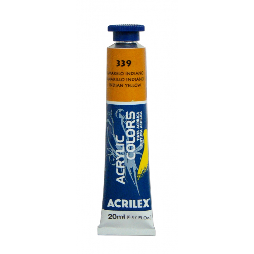 Tinta Acrílica para Pintura em Tela 20ml Acrilex - Escolha as Cores - Amarelo Indiano 339