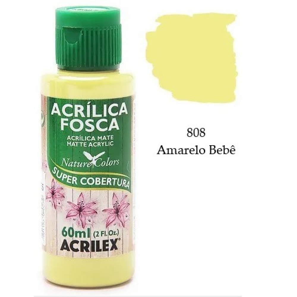 Tinta Acrílica Fosca Nature Colors 60ml Acrilex Artesanato - 808 Amarelo Bebê