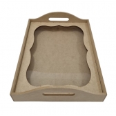 Bandeja Retangular 3D c/ Vidro 27x36cm Café Convite MDF cru
