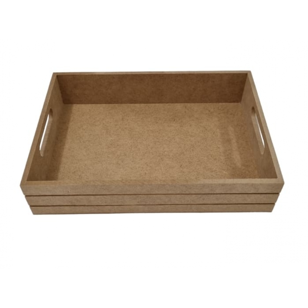 Bandeja Riscada G 20x28cm Cozinha Mesa Café Festa MDF cru