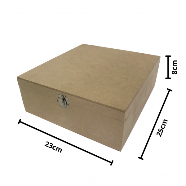 Caixa Mini Vinho c/3 Divisórias c/ Fecho Tampa Lisa MDF cru