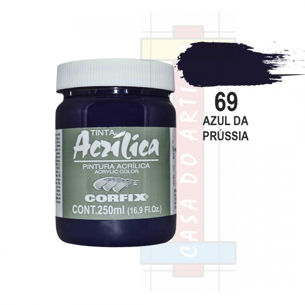 Tinta Acrílica para Pintura Tela 250ml Corfix Pote - Escolha Cor - Azul da Prússia Grupo I