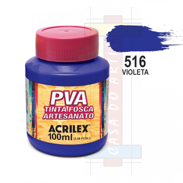 Tinta PVA Fosca Para Artesanato 100ml Acrilex - 516 Violeta