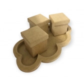 Kit Higiene Bebê Bandeja Nuvem com 3 Potes MDF Cru