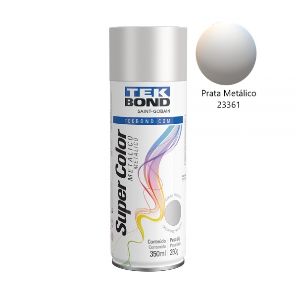 Tinta Spray TekBond Metálica 350ml Artesanato Tela Madeira - Prata 23361