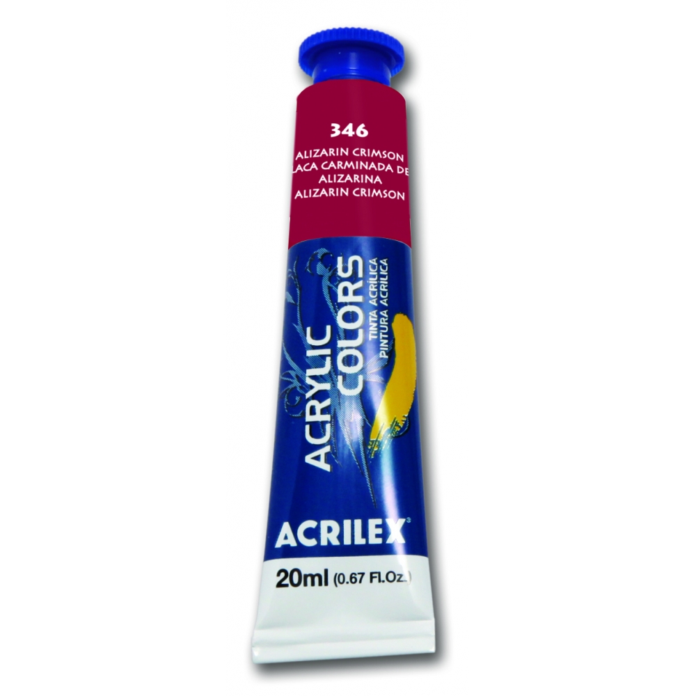 Tinta Acrílica para Pintura em Tela 20ml Acrilex - Escolha as Cores - Alizarin Crimson 346