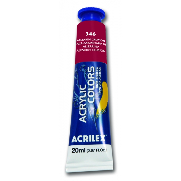 Tinta Acrílica para Pintura em Tela 20ml Acrilex - Escolha as Cores - Alizarin Crimson 346