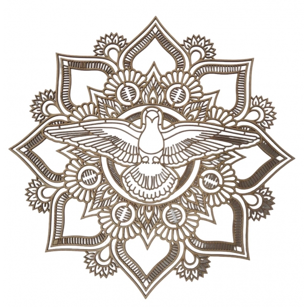 Mandalas Decorativas p/ Apliques ou Parede MDF Cru - Espirito Santos c/ Lotus 19cm