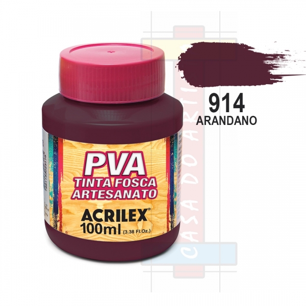 Tinta PVA Fosca Para Artesanato 100ml Acrilex - 914 Arandano