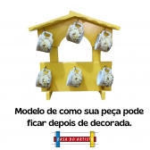 Porta Xícara Casinha c/ Telhado e Gancho em Metal MDF cru