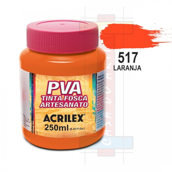 Tinta PVA Fosca Para Artesanato 250ml Acrilex - 517 Laranja