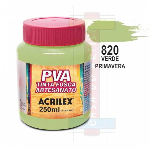 Tinta PVA Fosca Para Artesanato 250ml Acrilex - 820 Verde Primavera