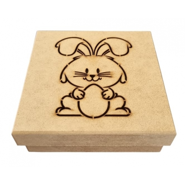 Caixa de Pascoa Coelho com Ovo Bombons Chocolates MDF cru