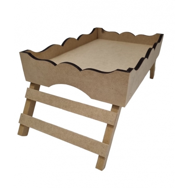 Bandeja Café da Manhã G 26x40cm Cama Sofá Notebook MDF cru