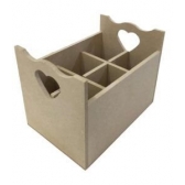 Porta Talher  Alça Coração MDF Cru com 6 Divisões