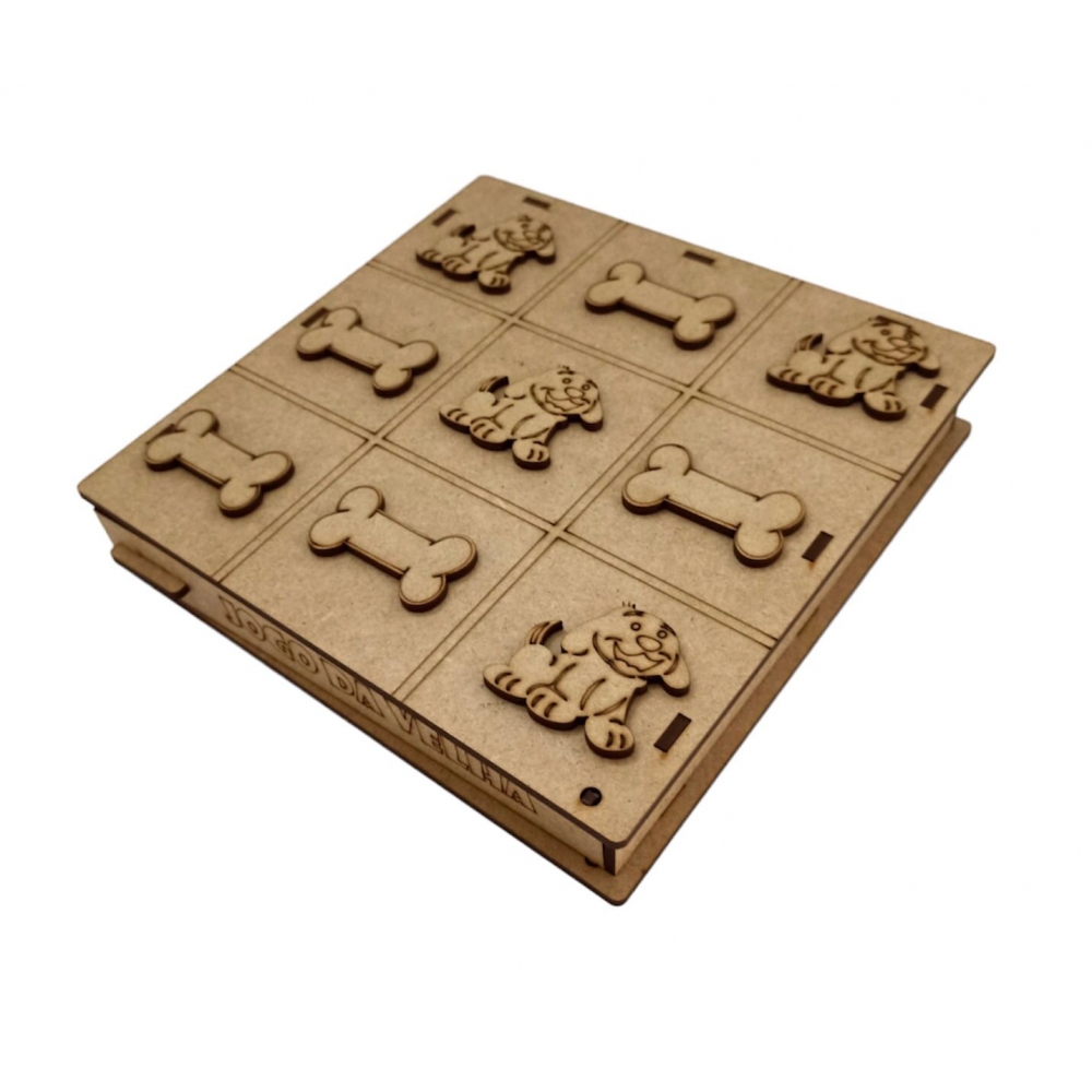Jogo da Velha - Peças Cachorrinho e Ossinho MDF Cru