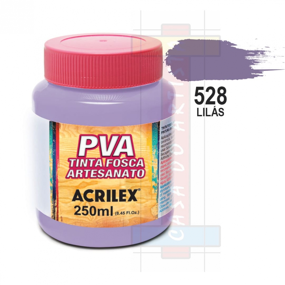 Tinta PVA Fosca Para Artesanato 250ml Acrilex - 528 Lilás